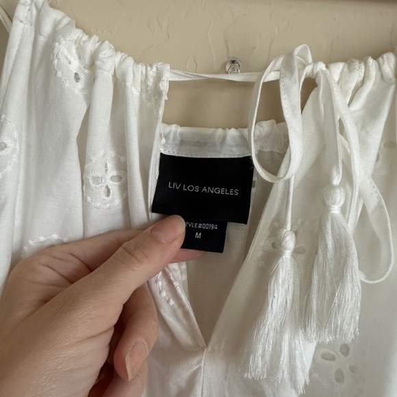 LIV Los Angeles Eyelet White Sleeveless Tiered Maxi Dress - Picture 4 of 9